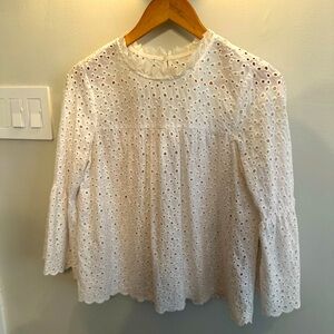 Elegant White Eyelet Women's Top